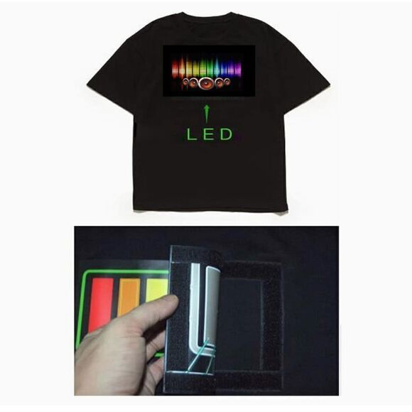 NEW UNISEX Sound Activated LED T-Shirt Light Up Flashing T-Shirt CASH LARGE - Picture 3 of 12